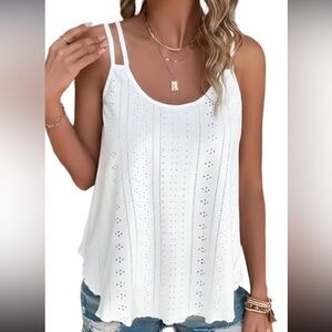White Embellished Sleeveless Tank